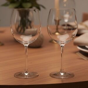 Lenox Candleglow Lead Crystal Wine Goblets, Set of 2, Vintage Clear Cut Stemware